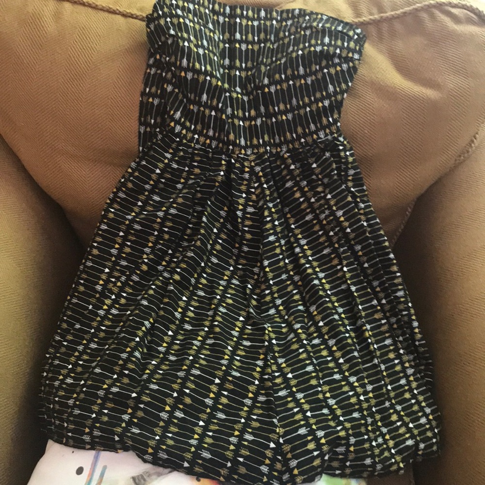 Strapless fit and flare dress with tie back